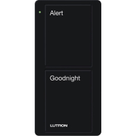 Lutron 2-Button Scene Pico Smart Remote - Pre-engraved Text ("Alert/Goodnight") - Black