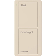 Lutron 2-Button Scene Pico Smart Remote - Pre-engraved Text ("Alert/Goodnight") - Light Almond