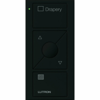 Lutron Original 3-Button Pico Smart Remote with Raise/Lower and Preset - Shade Icons and Text ("Drapery") - Black