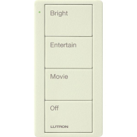 Lutron 4-Button Pico Smart Remote - Scene Keypad - Family Room Text Engraving - Biscuit