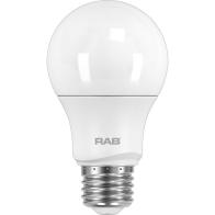 RAB 6W LED A19 Lamp - Dimmable - 2700K - 460 Lumens - 120V