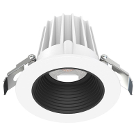 Lotus 2" Round Economy Regressed LED Downlight - 9W - White Trim / Black Baffle Reflector - CCT Selectable - 120V