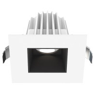 Lotus 2" Square Regressed LED Downlight - 9W - White Trim / Black Smooth Reflector - CCT Selectable - 120V