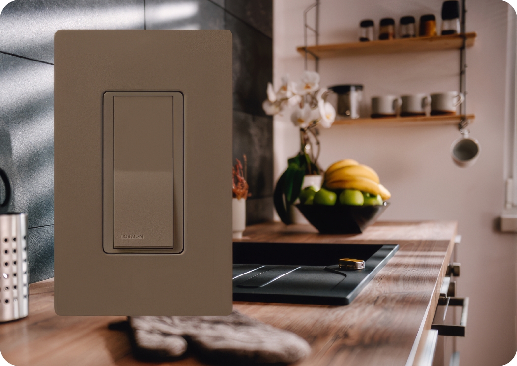 Satin finish light switch in kitchen